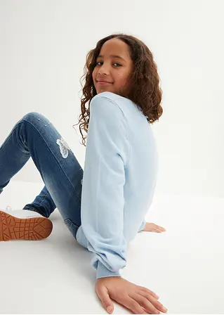 bonprix Weicher Mädchen Feinstrickpullover mit Knotendetail - blau Günstiger Verkauf