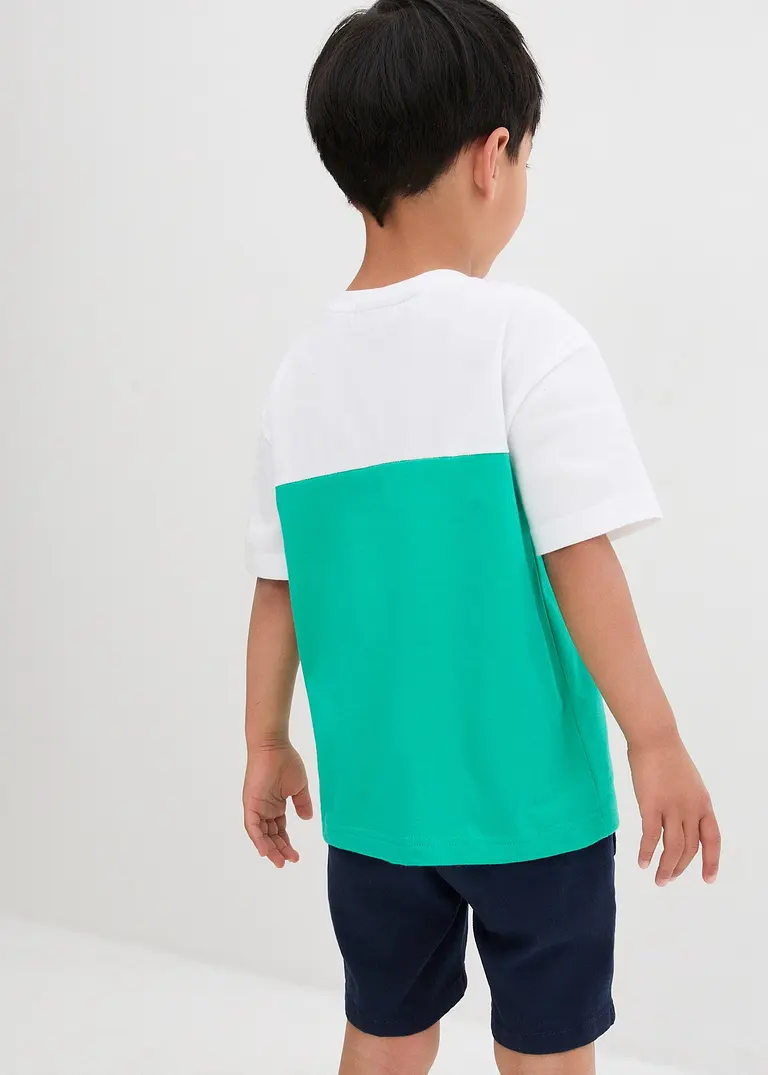 bonprix Cooles zweifarbiges T-Shirt mit Druck auf der Brust - weiß Blitzverkäufe