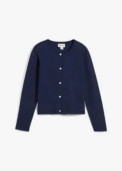 bonprix Mädchen Feinstrickjacke vielseitig kombinierbar - blau Kostenloser Versand