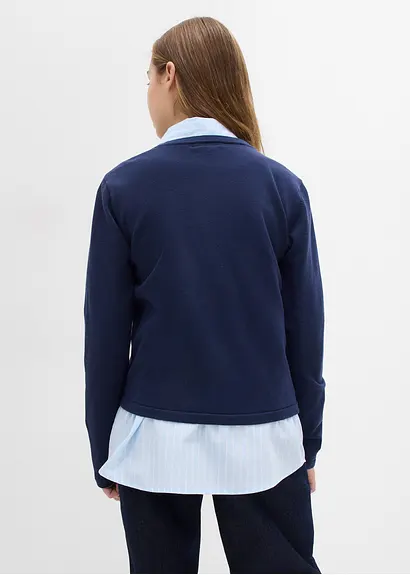 bonprix Mädchen Feinstrickjacke vielseitig kombinierbar - blau Kostenloser Versand