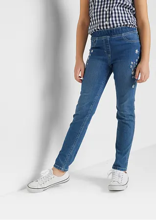 bonprix Hübsche Mädchen Jeggings mit Blumenstickerei - blau Sonderangebot