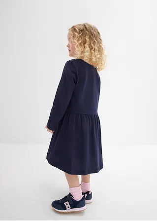 bonprix Langarm Mädchen Jerseykleid aus reiner Bio-Baumwolle - blau Großer Ausverkauf