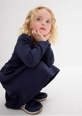 bonprix Langarm Mädchen Jerseykleid aus reiner Bio-Baumwolle - blau Großer Ausverkauf