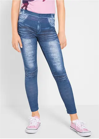 bonprix Tolle Mädchen Leggings mit angesagtem Denimdruck - blau Flash Sale