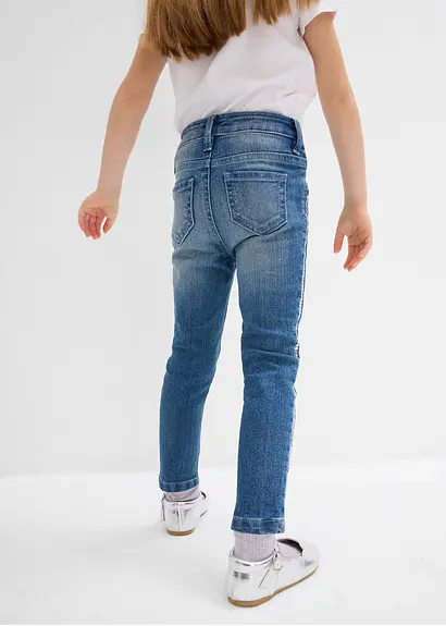 bonprix Moderne Mädchen Skinny-Jeans mit dekorativen Pailletten - blau Begrenztes Angebot
