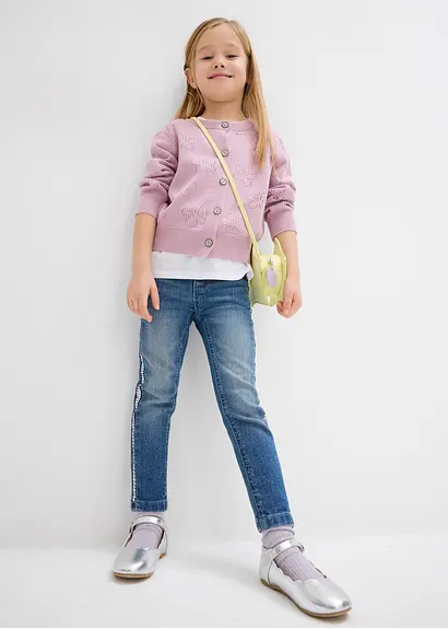 bonprix Moderne Mädchen Skinny-Jeans mit dekorativen Pailletten - blau Begrenztes Angebot