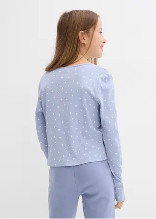 bonprix Bedrucktes Mädchen Langarmshirt aus Rippe - blau Online Shopping