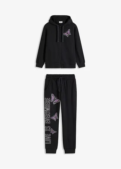 bonprix Gemütlicher Mädchen Jogginganzug (2-tlg. Set) im Homewear Design mit Bindeband Exklusivangebot