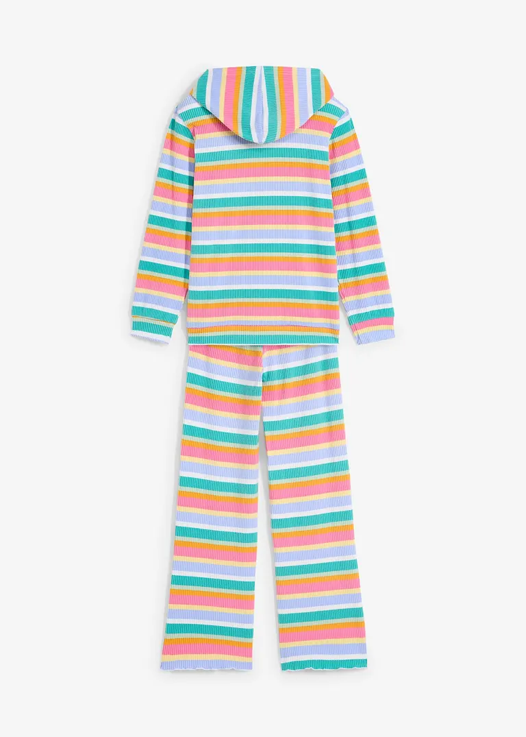 bonprix Farbenfroher 2-tgl Kinderanzug mit Kaputze aus flauschiger Rippware Preisnachlass