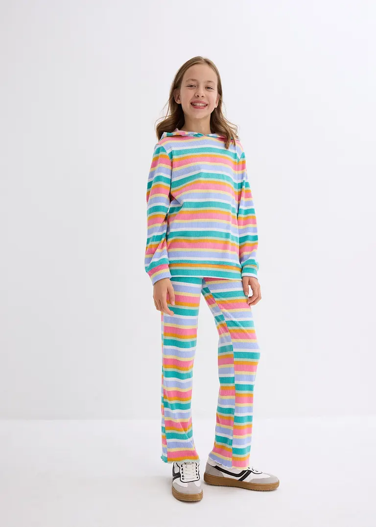 bonprix Farbenfroher 2-tgl Kinderanzug mit Kaputze aus flauschiger Rippware Preisnachlass
