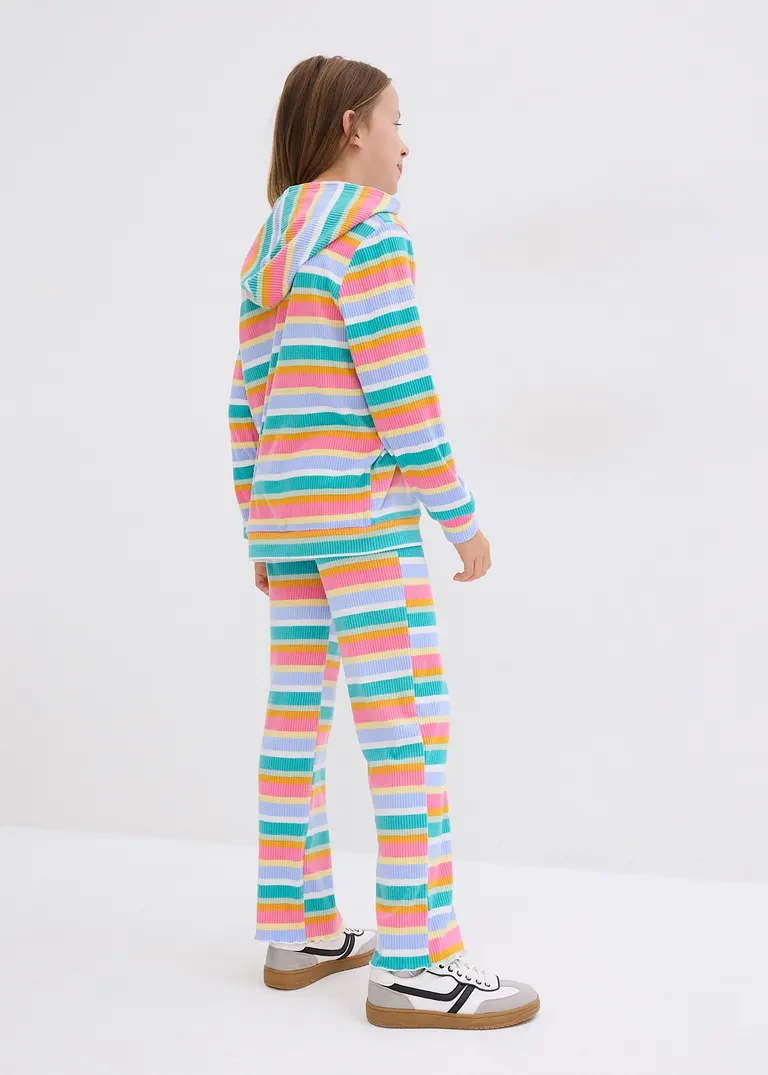 bonprix Farbenfroher 2-tgl Kinderanzug mit Kaputze aus flauschiger Rippware Preisnachlass