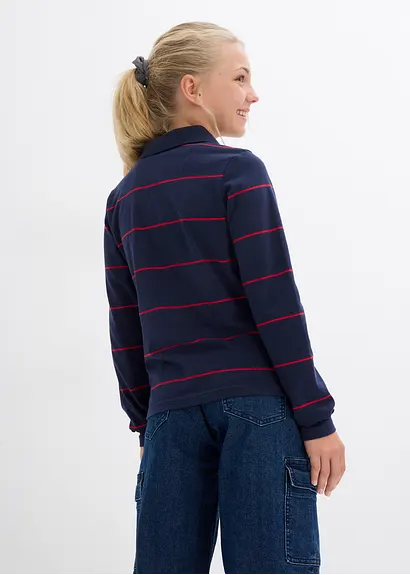 bonprix Mädchen Langarmshort aus Bio-Baumwolle - blau - Kinder Saisonschlussverkauf