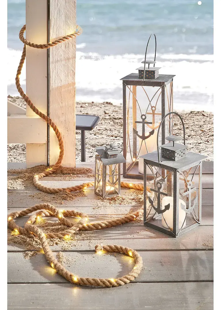 bonprix Maritime Windlichter im Laternen-Design mit Anker-Motiv - grau VIP-Rabatte