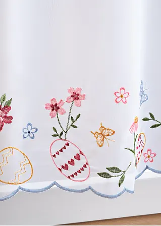 bonprix Küchengardine mit bestickten Oster Motiven - weiß Lochleiste Bis zu 50% Rabatt