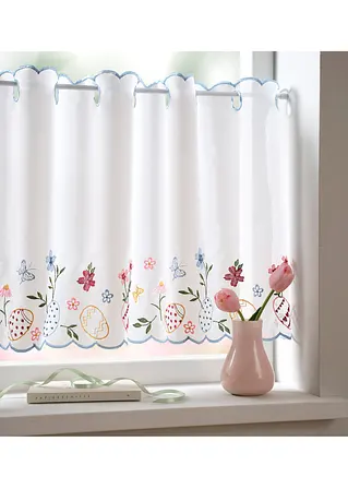bonprix Küchengardine mit bestickten Oster Motiven - weiß Lochleiste Bis zu 50% Rabatt