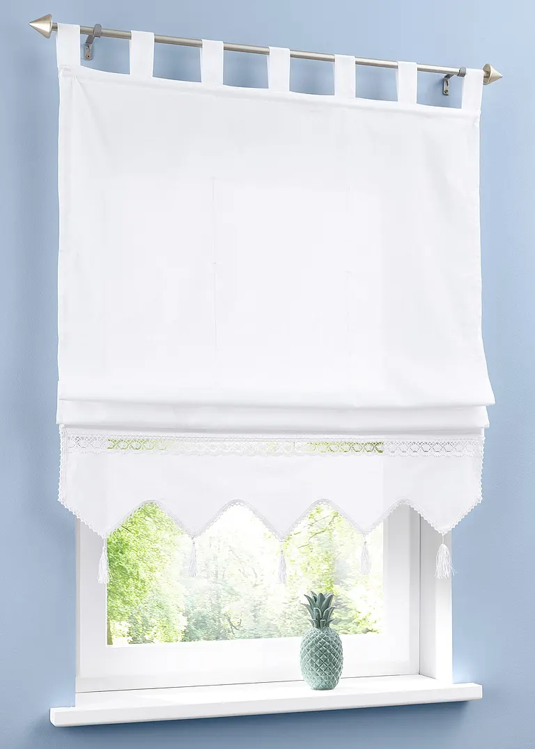 bonprix Modern und mit Häkelkante - weiß Schlaufen 50% Rabatt mit kostenlosem Versand