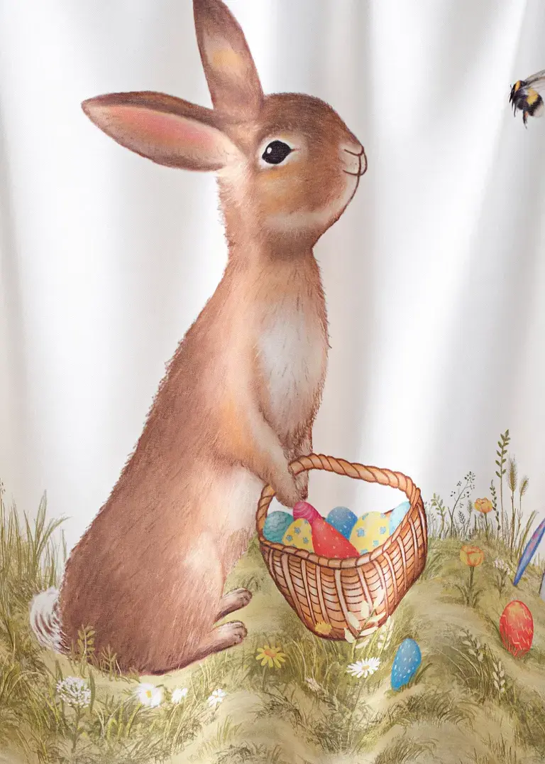 bonprix Farbenfrohe Küchengardine mit Osterhase und bunter Blumenwiese Online