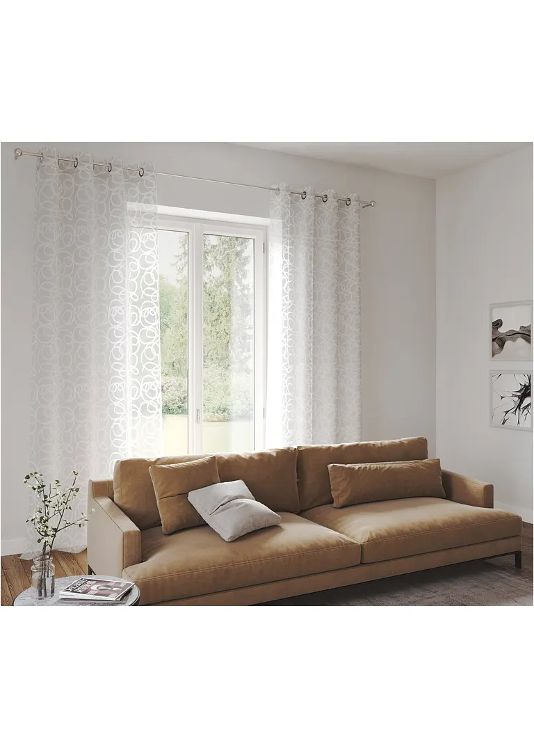 bonprix Gardinenschal im topmodernen Ton-in-Ton-Design - weiß Ösen Sonderangebot