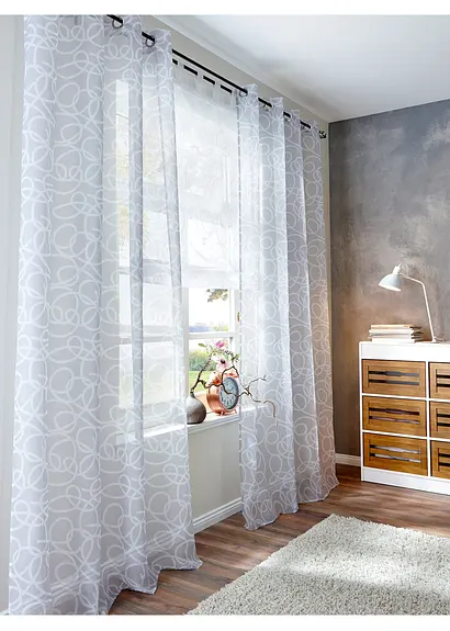 bonprix Dekroartiver Sichtschutz in zeitlosem Design - weiß Schlaufen Günstig kaufen