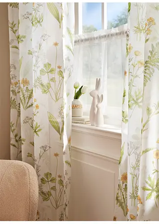 bonprix Helle Küchengardine in schlichter Leinen-Optik - weiß Tunnelzug Saisonschlussverkauf