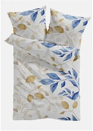 bonprix Bettwäsche mit floralem Design - blau/beige Linon Bis zu 55% Rabatt